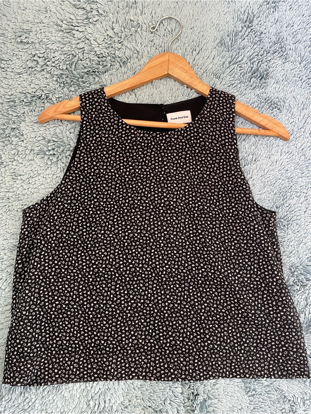 Frank and Oak Black Floral Sleeveless Top